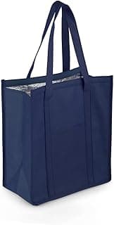 Sacola Térmica Grande em TNT 80g/m² com Isolamento Interno em Alumínio, Bolso Frontal com Velcro e Alça 50cm, Bolsa Térmica 35x35x16,7cm para Compras, Marmita, Praia, Mercado e Alimentos