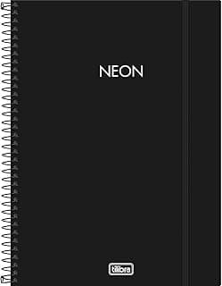 Tilibra - Neon Caderno Universitário com Espiral e Capa Plástica, Preto, 160 Folhas