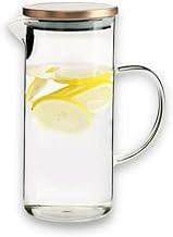 Mimo Style Jarra de Vidro Borossilicato Com Alça e Tampa Hermética Bronze Removível em Silicone e Aço Inoxidável, Capacidade 1,3 Litros, Resistente, Suporta Altas e Baixas Temperaturas