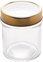 LYOR - Pote de Vidro com Tampa de Metal e Acrílico Gastro Dourada 350ml