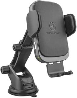 Gshield Suporte Veicular e Carregador Turbo Sem Fio 15W, Carregamento Rápido Wireless por Indução com Braços de Ajuste Automático, Haste de Ventosa e Clip de Ar Condicionado, Tank Car, Preto