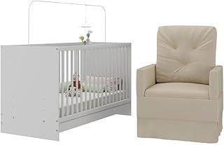 Berço 3 em 1 com Poltrona Amamentação Multimóveis Mp4141 Branco/bege