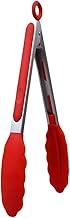 Pegador 25cm Pinça Culinária Multiuso com Cabo em Aço Inox e silicone Antiderrapante Vermelho resisrtente a altas temperaturas