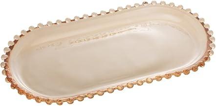 WOLFF - Travessa Oval de Cristal Âmbar Metalizado 30cm x 15cm x 2cm - Linha Pearl
