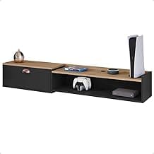 Rack Suspenso Supremo Home TV Smart 55 Pol Porta Basculante Nicho Decoração Sala Quarto - Preto/Hanover - Lojas RPM