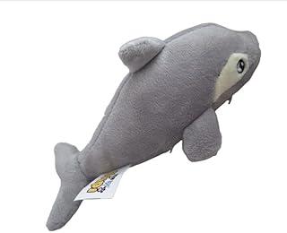 Brinquedo Pelúcia Interativo para Cães Golfinho Cinza 17cm | com Apito Squeaker Sonoro | Macio Anti-Estresse, Seguro com Olhos Bordados | Pequeno e Médio Porte