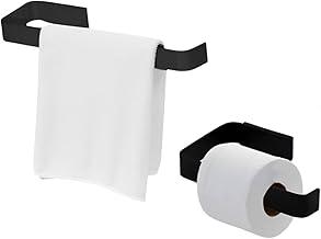 Kit Acessorios Para Banheiro Preto Fosco 2 Peças Porta Toalha De Rosto e Papeleira