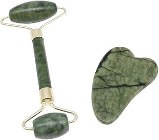 Conjunto Jade Roller e Placa Gua Sha, Massageador Facial de Pedra Jade Natural Xiuyan, Anti Estresse