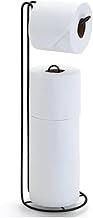 Suporte de Metal Porta Papel Higiênico de Chão em Aço Preto Black para Banheiro ou lavabo, Aramado - Redondo – Papeleiro 4 Rolos (1 Rolo No Uso e Outros 3 no Descanso), Sem Perfuração na Parede