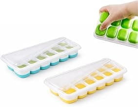 Kit 2 Formas de Gelo Silicone com Tampa Rígida e Fundo Flexível Colorido, BPA Free, 14 Cubos