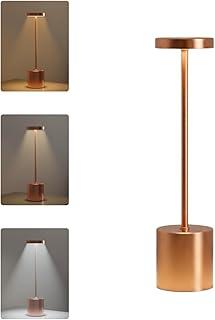 Luminária de Mesa LED Touch Recarregável Sem Fio com 3 Cores de Luz e Controle de Intensidade (Rose Gold)