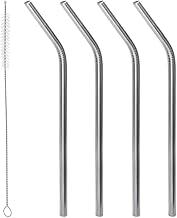 LYOR - Conjunto 4 Canudos de Aço Inox Reutilizáveis com Escova para Limpeza 21,5cm