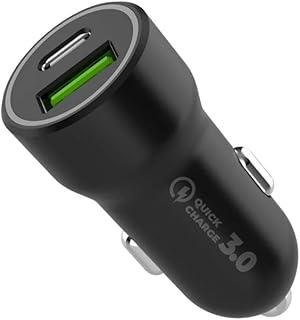 Gshield Carregador Veicular Turbo Armor Universal USB-C 20W + USB A 18W, Carregamento Rápido Qualcomm Quick Charge, Preto
