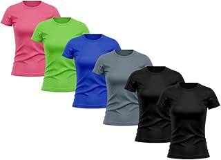 Kit 6 Camisetas Feminina Proteção Solar UV Lisa Treino Academia Passeio Fitness Ciclismo Camisa