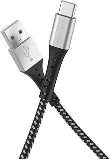 Geonav Cabo USB-A para USB-C, 1.2 metros, nylon trançado, resiste até 10 mil dobras, carregamento rápido (até 40 W) e tranferência de dados (480 Mbps), ESC05BK, preto