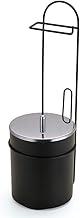Suporte de p/ Papel Higiênico c/ Lixeira de Tampa Inox, 26cm, Preto, Arthi