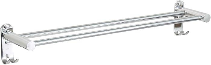 LUMAI Toalheiro Duplo de Aço Inox Polido com Ganchos, Suporte para Toalhas Brilhante com Duas Barras, Porta Toalhas de Parede Banheiro