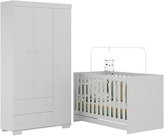 Quarto Infantil com Berço 3 em 1 e Guarda-roupas Algodão Doce Multimóveis Mp4247 Branco