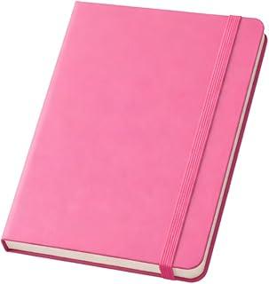 Caderneta Para Anotações Capa Dura Emborrachada Pautada com Elastico A5 80 Folhas, Bloco de notas Pautadas, Agenda, Estudos, Trabalho e Anotações Diárias, PREMIUM (Rosa)