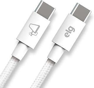 Cabo USB-C Reversível, 60W, Branco, Malha Trançada, 2 metros, TC602, ELG
