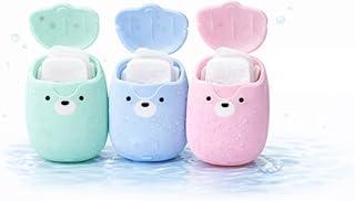 Sabonete Em Folhas Papel Portátil Descartável – Higiene das Mãos Acompanha a Case Ursinho. Compacto Para Viagem, Bolsa, Carro e Uso Diário 50 FOLHAS - Cores Sortidas - FS (3, Pequeno)