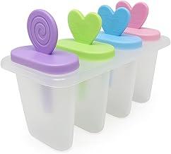 Forma Picolé 4 Moldes Coloridos Plástico Livre de BPA Formato Coração Espiral Sorvetes Caseiros Diversão