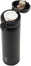 LYOR - Garrafa Térmica Dupla Parede de Aço Inox com Tampa Flip Preta 410ml