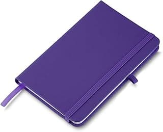 Caderno de anotações com elástico no tamanho A6 suporte para caneta, capa dura em material sintético, miolo 80 folhas pautadas cor bege. Caderno A6 Capa em PU (14x9cm) (1, Roxo) com 5.03% de desconto por R$ 18,90 na amazon