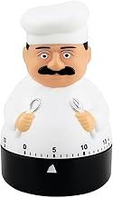 Temporizador de Cozinha Mecânico em Formato de Chef, 60 Minutos, Branco e Preto