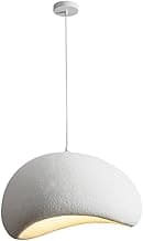 Luminária Pendente Cúpula Estilo Japonês Cor Branca Feito de Resina Concreto 40CM