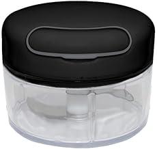 LYOR - Mini Processador de Alimentos Manual em Plástico 2 Lâminas Preto e Cinza 8,6cm x 7cm