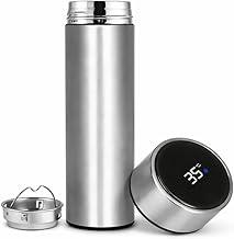Garrafa Térmica Inteligente em Aço Inoxidável com Display LED de Temperatura 500ml Prata com Infusor de Chá