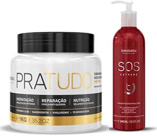 Máscara de Hidratação Borabella Pratudo 1kg + S.o.s Extreme 240ml - Reconstrução Capilar Profunda e Efeito Desmaia Cabelo, Tratamento Capilar