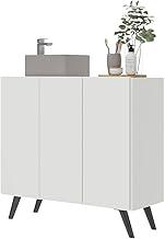 Gabinete Banheiro 3 Portas Retrô 90cm Multimóveis Mp5030 Branco/preto