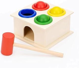 Brinquedo Educativo Infantil de Madeira, Caixinha Bate Martelo e Bolinhas Coloridas, Brinquedo de Encaixar Infantil Educativo Didático,Brinquedo Educativo Caixa Colorida Bate Bolas