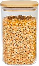 Oikos - Pote de Vidro 1,1L com Tampa de Bambu Hermético Quadrado Flat