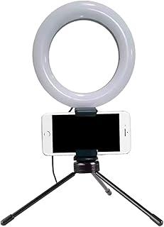 Ring Light De 6 Polegadas 16cm Com Tripé E Suporte Para O Celular Pequeno De Mesa Com 3 Tons De Luz E Intensidades Branco Quente Frio E Neutro Para Maquiagem Foto Video LINHA PREMIUM SYANG