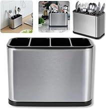 Suporte de Talheres Multiuso, Organizador de Talheres, Aço Inoxidável, com Sistema de Drenagem e Base Removível, Porta Colher, Garfo e Faca