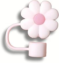 Tampa para Canudo Tampa Protetora de Silicone para Canudo Copo Stanley 10mm Higiene Praticidade para Seu Copo e Garrafa (Flor Branca e Rosa)