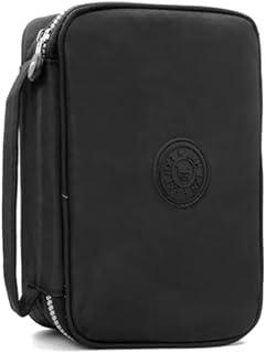 Estojo Escolar Grande Box 100 Lápis Nylon Tactel Com 27 Elásticos Ziper Resistente Escolar Papelaria Fofa Unissex Com Organizador De Lápis Canetas Marca Bella Mallu (Preto)