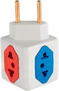 KIT Com 10 Adaptadores Benjamim Cubo 3D Com 3 Entradas de Tomada 10 Amperes E 1 Entrada de Tomada 20 Amperes Colorido Vermelho Azul Plug Padrão Novo 3 Pinos Resistente PREMIUM ONYK