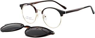 Óculos Armação 2 em 1 Clip-On Redondo Unissex Lisas Frizz Marrom Dourado