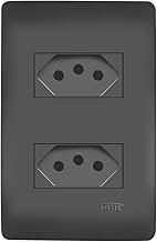 CONJUNTO 2 TOMADA 2P+T 10A/250V HABITAT DISTANCIADAS 4X2" BLACK - FAME