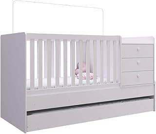 Berço Minicama com Cômoda e Cama Auxiliar Ruth Unissex Branco