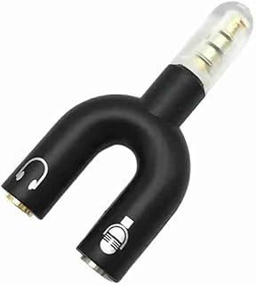 Adaptador Splitter em Y 3.5mm Macho para Dual 3.5mm Fêmea, Divisor de Áudio P3 para P2, Conector de Fone de Ouvido e Microfone, Preto