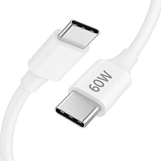 Cabo de Carregamento Rápido 2 Metros 3A 20v 60W USB Fast Charge TPE Tipo-C para Tipo-C PD Transferência de Dados Eficiente (Branco)