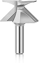 Fresa Triangular Invertida para Tupia Manual, Puxador Cava 45º, Aço Carbono, Haste 1/4 Polegada (6mm),