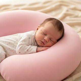Almofada de Amamentação Ergonômica com Capa Removível e Lavável – Conforto para Mamãe e Bebê (Rosa Bebê)