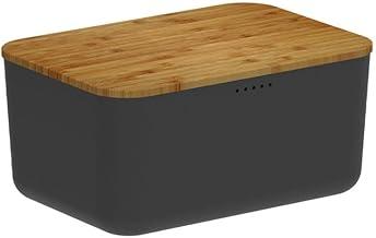 Ou Porta Pão com Tampa de Bambu Preto Linha Lume