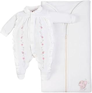 Saída Maternidade Menina Plush Bordado Joaninhas - Natural